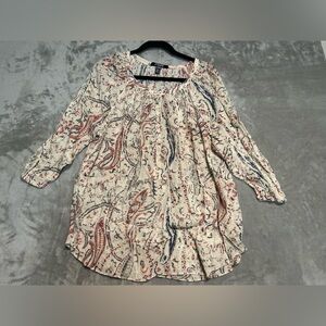 Chaps Gauze Henley Top Women’s Large Boho 3/4 Sleeve Stretch